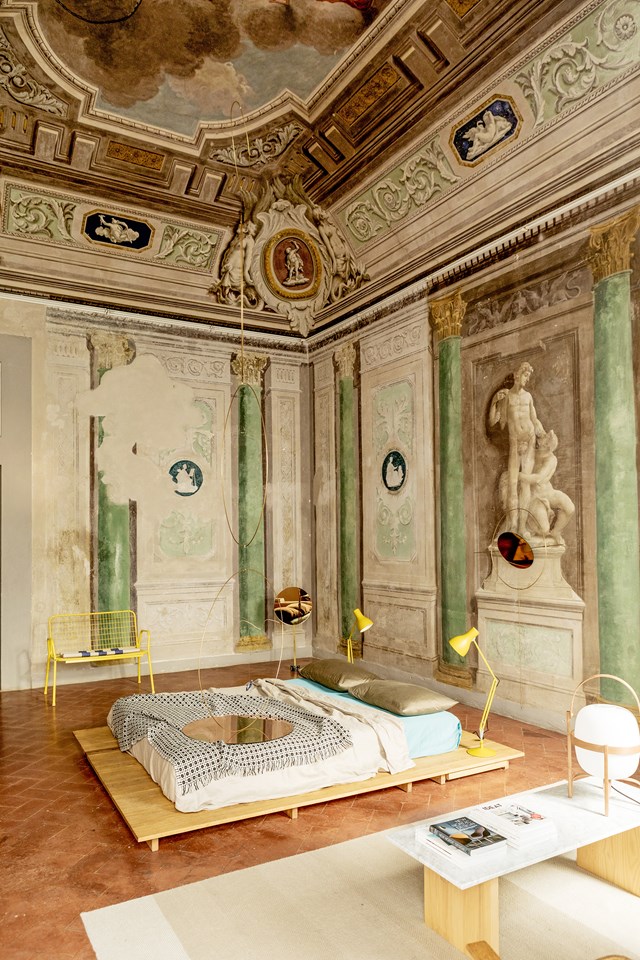 <p>***NUMEROVENTI, ITALY***<p>
<p>Part artist's residence, part guesthouse, Numeroventi has already been dubbed [the best Airbnb in Florence, Italy](https://www.homestolove.com.au/airbnb-florence-italy-19411|target="_blank"). But here, you're checking into much more than just a hotel room. The owner Martino says, "There is an entire community revolving around Numeroventi, a mix of local and international creative talent." This room features historic fresco paintings and furniture designed by Numeroventi's own resident artists.
<p>**For bookings and information, visit [Numeroventi](https://www.numeroventi.it/|target="_blank"|rel="nofollow").**<p>
<p>*Photo: Monica Spezia / Story: RealLiving*<p>