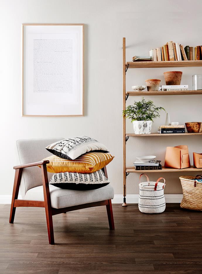 A collection of books and objects in complementary tones, colours and textures creates a cohesive and eye-pleasing display. Photo: Will Horner / *bauersyndication.com.au*