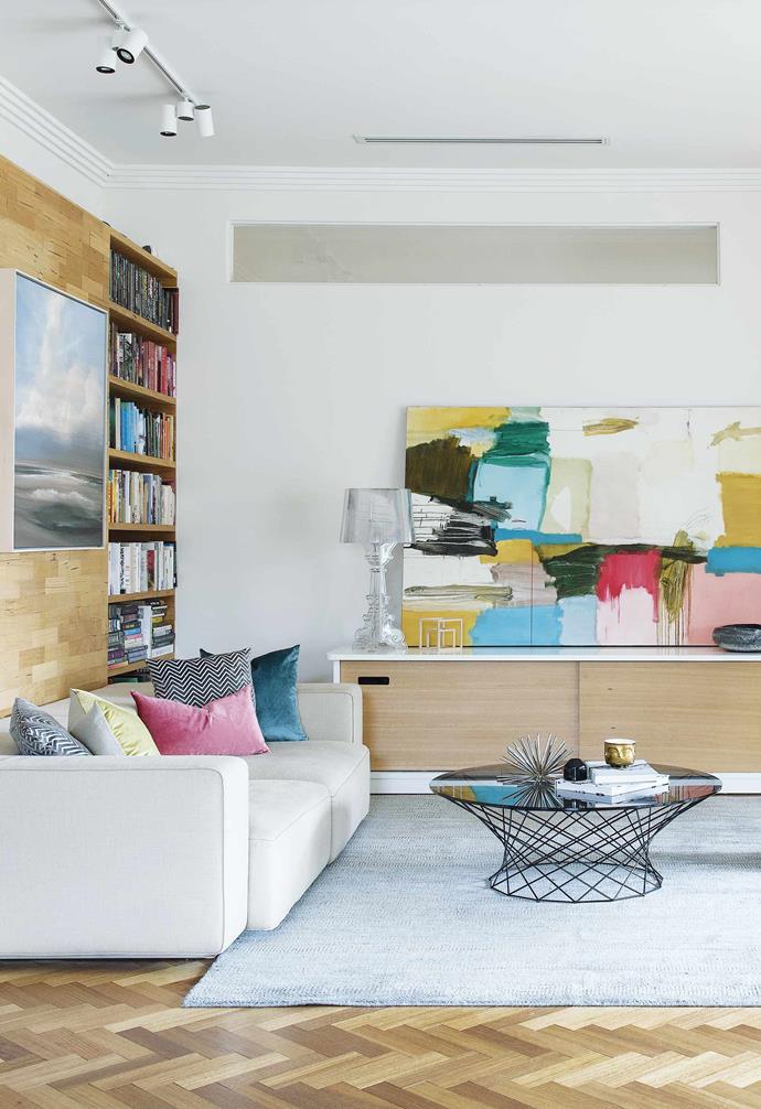 **Main living area** "I love the bookcases. They remind me of my mother's house, which is full of things to look at," Veronique says of the handmade shelves by Willing Homes. Sofa, [B&B Italia](https://www.bebitalia.com/en|target="_blank"|rel="nofollow"). 'Oota' Coffee Table, [Walter Knoll](https://www.walterknoll.de/en|target="_blank"|rel="nofollow"). Lucky artwork (above sideboard) by [Waldemar Kolbusz](http://kolbusz.com.au/|target="_blank"|rel="nofollow"). Artwork (above sofa) by Katarina Vesterberg. Sideboard, [Koskela](https://www.koskela.com.au/|target="_Blank"|rel="nofollow").