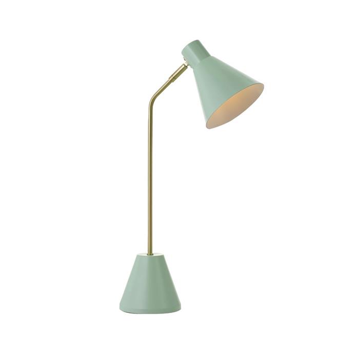 'Ambia' **desk lamp** in green, $95, from [Living Styles](https://fave.co/2AzFcIH|target="_blank"|rel="nofollow").