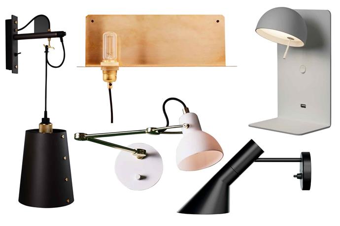 **Wall lights** Wall-mounted lighting is an easy way to save space and introduce a sculptural feature to any room. **Get the look** (clockwise left to right) Buster + Punch 'Hooked' wall light, $260, [Living Edge](https://livingedge.com.au/|target="_blank"|rel="nofollow"). Frama '90' brass wall light, $499, [Designstuff](https://www.designstuff.com.au/|target="_blank"|rel="nofollow"). Bover 'Beddy A/02' wall light, $890, [Special Lights](http://speciallights.com.au/|target="_blank"|rel="nofollow"). Louis Poulsen 'AJ Wall' light, $1239, [Cult](https://cultdesign.com.au/|target="_blank"|rel="nofollow"). Seed Design 'Laito' wall light, $395.89, [Mondoluce](https://www.mondoluce.com/|target="_blank"|rel="nofollow").