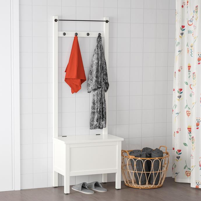 **Entryway:** The HEMNES storage bench is the perfect addition to entryway! A towel rail and knobs provide a place for hanging towels, clothes or other items you need within close reach and a storage box is great for stuffing shoes out of sight. [HEMNES storage bench with towel rail, $179](https://fave.co/2W9uYrN|target="_blank")