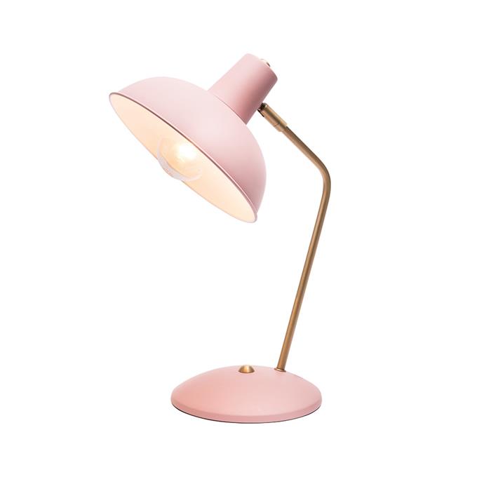 'Lucy' desk lamp in pink, $37.89, [Online Lighting](https://onlinelighting.com.au/lucy-desk-lamp-pink-a38111pnk.html?gclid=CjwKCAiAqOriBRAfEiwAEb9oXWzgKzqg2ER9iZ0sW_fWk7GbcWhoVpVsCi1Xz9mievdTJxkqz9VmJhoCPOIQAvD_BwE|target="_blank"|rel="nofollow")