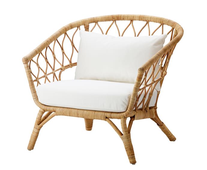 Stockholm 2017 armchair with cushion in Röstånga White, $349, [IKEA](https://www.ikea.com/au/en/|target="_blank"|rel="nofollow")