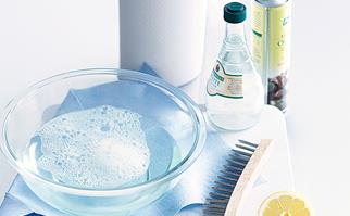 Natural cleaning products including vinegar and lemon