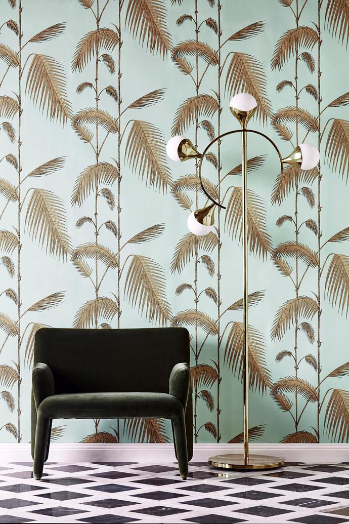 Velvet furniture, brass accents and vintage-inspired wallpaper are all synonymous with Art Deco style and are all very much back in Vogue. *Photo:* Maree Homer