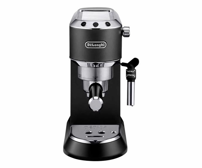 DeLonghi 'Dedica' espresso coffee machine in Black, $429, [Appliances Online](https://www.appliancesonline.com.au/|target="_blank"|rel="nofollow").