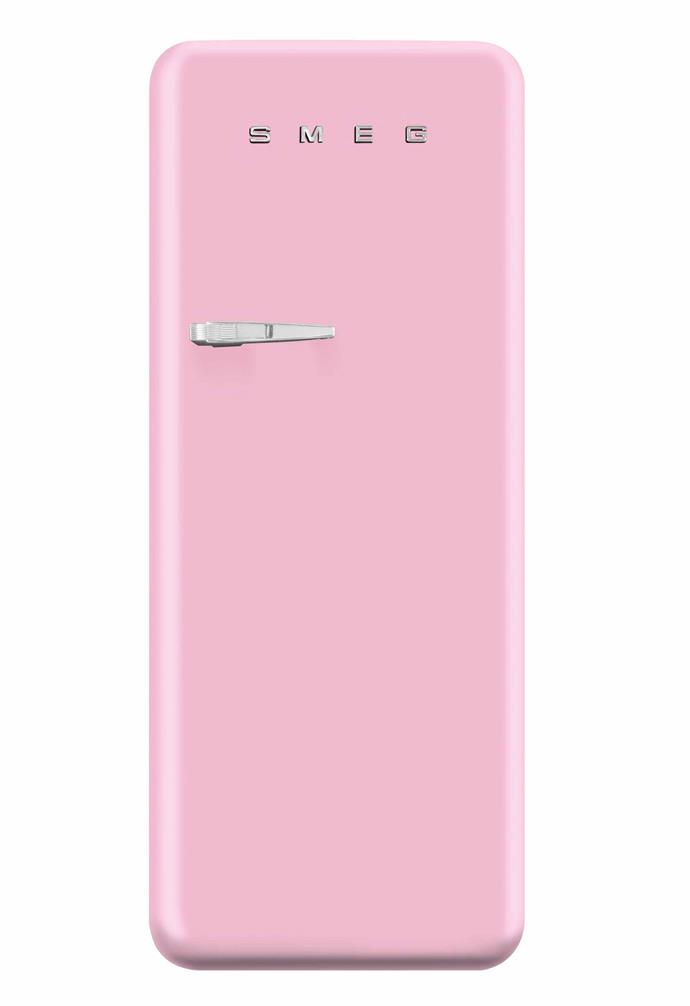 FAB28 refrigerator/freezer in Pink, $2750, [Smeg](https://www.smeg.com.au/|target="_blank"|rel="nofollow").