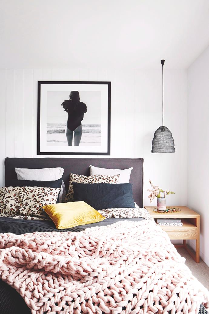 A pair of animal print pillows make a subtle statement in this bedroom. *Photo:* Armelle Habib / *bauersyndication.com.au*