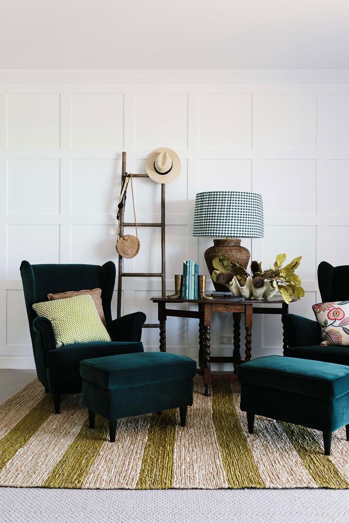 The Strandmon velvet armchairs and footstools in the master bedroom are from [IKEA](https://fave.co/2IonzRG|target="_blank"|rel="nofollow").