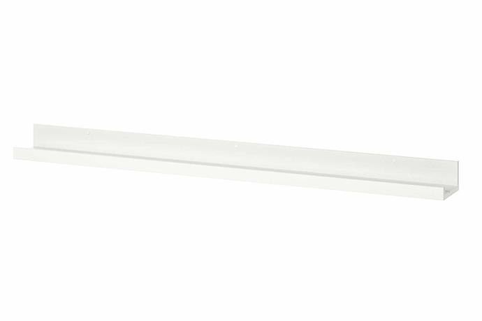 **[MOSSLANDA picture ledge, $8](https://www.ikea.com/au/en/p/mosslanda-picture-ledge-white-30297467/|target="_blank"|Rel="nofollow").**<br>This display shelf is a perfect way to make use of your wall space and create a display gallery for paintings, photos and other treasured possessions. As well as displaying your favourite items, it's also a great way to store them and provide them with a home.