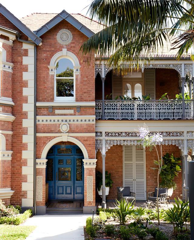 This [imposing facade](https://www.homestolove.com.au/heritage-home-sydney-receives-sensitive-update-20172|target="_blank") has been restored by Suzanne Gorman and features a front door painted in 'Dulux Traditional Cobalt Blue'. *Photograph*: Prue Ruscoe. *Styling*: Amanda Mahoney. From *Belle* May 2019.