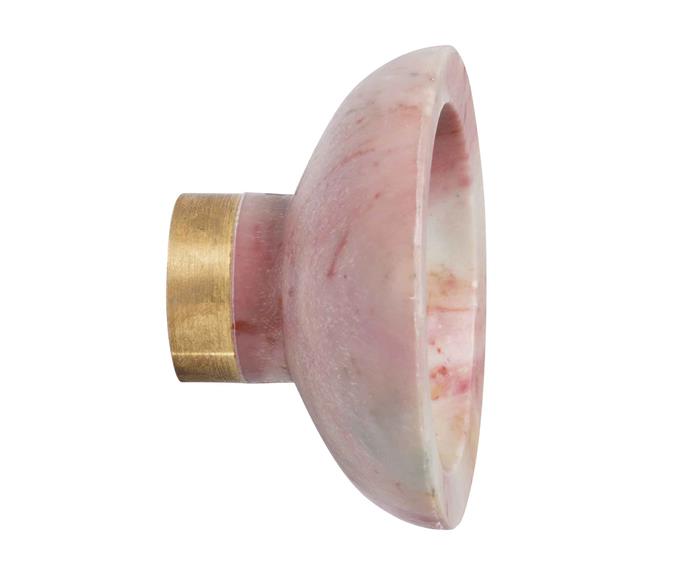 **Knobs & wall hooks** Ocean plastic knob in Pink & White, $77, [Spark and Burnish](https://sparkandburnish.com.au/|target="_blank").