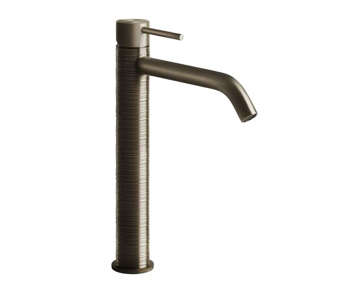 **Tapware** Gessi 316 'Trame' brushed-steel high basin mixer, from $1342, [E&S](https://www.eands.com.au/bathroom/|target="_blank").