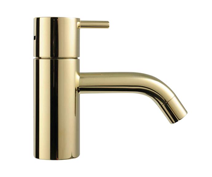 **Tapware** HV1 basin mixer in Natural Brass, from $840, [Vola](https://home.vola.com/dk|target="_blank").