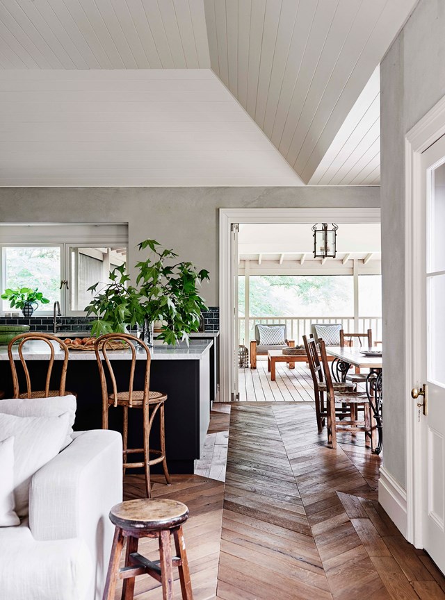 Mylora Homestead in Binalong, NSW features recycled European oak herringbone flooring. The homeowners run [Woodstock Resources](https://www.instagram.com/woodstockresources/|target="_blank"|rel="nofollow") which specialises in recycled antique French oak flooring.