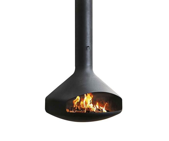 **[Focus 'Paxfocus' wall hanging wood fireplace, from $14,500, Oblica](https://oblica.com.au/product/paxfocus/|target="_blank"|rel="nofollow")**<br>
With its hanging, sculptural form, this style has earned cult status amongst homeowners and designers alike. Designed by Dominique Imbert, this design was released in 1983 and made in France, making it a classic and a no-brainer. **[SHOP NOW](https://oblica.com.au/product/paxfocus/|target="_blank"|rel="nofollow")**