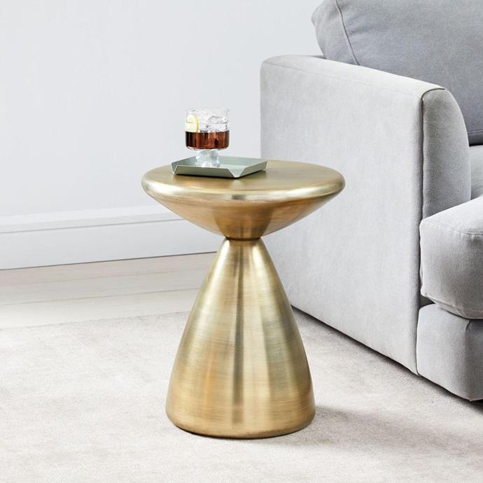 This sculptural brass side table may look solid, but it's actually lightweight and easy to move about the room as needed. Use indoors or out. Cosmo **side table**, $179, from [West Elm](http://www.westelm.com.au/cosmo-side-table-antique-brass-h4029|target="_blank"|rel="nofollow").