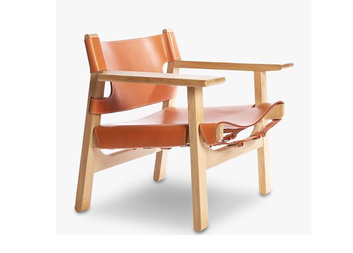 Spanish chair in natural leather, from $11745, at [Great Dane Furniture](https://greatdanefurniture.com/danish-furniture/easy-chairs/spanish-chair-oak-natural-leather|target="_blank"|rel="nofollow")