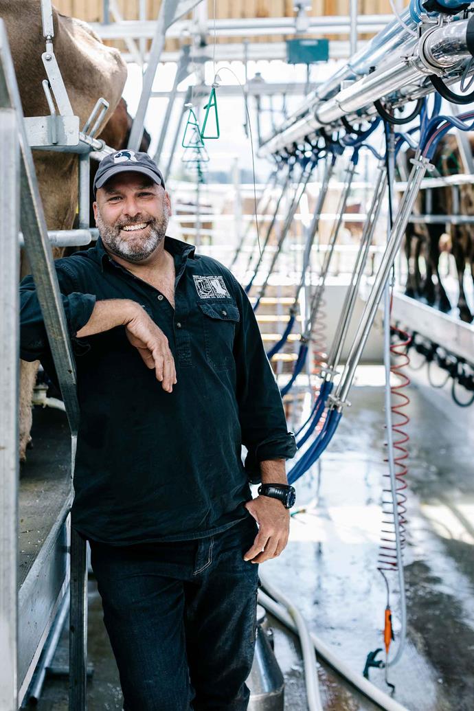 Cheesemaker Nick Haddow in the dairy. He began [Bruny Island Cheese Co](https://brunyislandcheese.com.au/|target="_blank"|rel="nofollow") in 2003 and still uses farmhouse methods to this day.