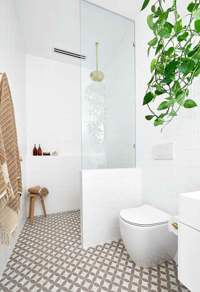 **Week 1, Guest Bedroom Ensuite** The judges loved the tactility of the hand-made tiles as well as how the [patterned floor tile](https://www.homestolove.com.au/patterned-tiles-bathroom-20384|target="_blank") added some much needed colour into the space.