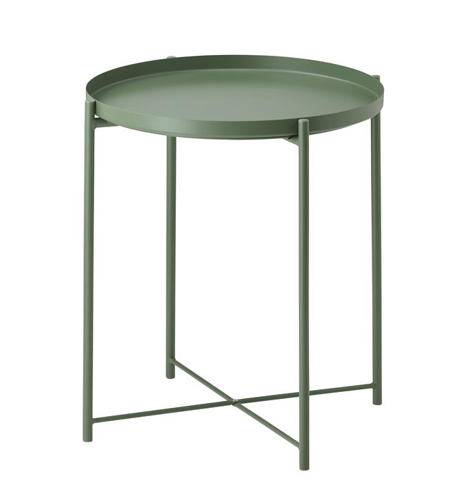 Gladom tray table in Dark Green, $19.99, [Ikea](https://www.ikea.com/au/en/catalog/products/70330672/|target="_blank"|rel="nofollow").