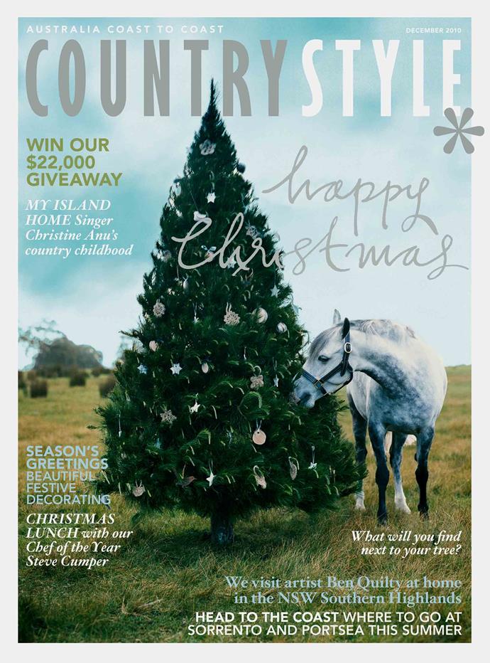 <p>**2010**<p>
<p>Getting this magical shot was not easy, recalls *Country Style* editor, Victoria Carey. "One of the biggest hurdles we faced – aside from torrential rain - was finding the right pony. One who wouldn't shy at the sound of a camera or flatly refuse to stand next to a Christmas tree. Luckily, our Melbourne editor Virginia Imhoff found the beautifully behaved [Dalgangle Folly](http://www.ashmorefarm.com.au/|target="_blank"|rel="nofollow"), who actually found the Christmas tree worth trying to eat rather than something to fear."<P>