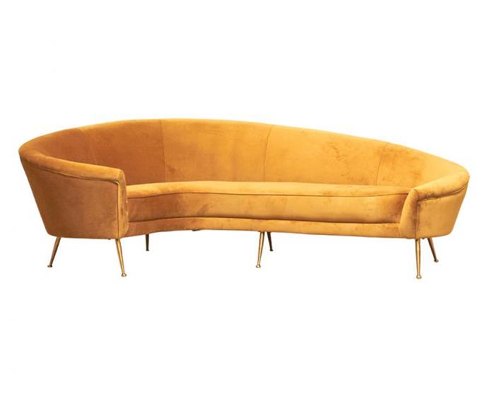 Vivienne Curved Sofa, $3150 at [Matt Blatt](https://www.mattblatt.com.au/vivienne-curved-sofa|target="_blank"|rel="nofollow")
<br><br>
The roaring '20s are back! Ring in the new decade with retro-style furnishings made from quality materials. This statement sofa will give any modern space a vintage feel while still feeling very current thanks to its [curvaceous shape](https://www.homestolove.com.au/curved-furniture-trend-2019-19737|target="_blank"), one trend which continues to dominate.