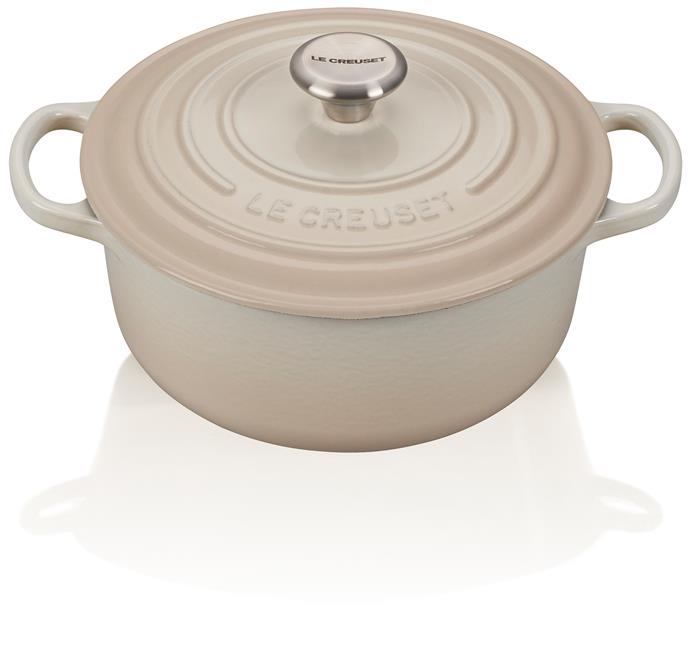 Signature Cast Iron Round Casserole pot in Meringue, $399 (20cm), [Le Creuset](https://www.lecreuset.com.au/signature-cast-iron-round-casserole-meringue|target="_blank"|rel="nofollow")<br>
A kitchen classic, you can't go past Le Creuset for high quality cookware. This one-stop pot is a must in any foodie's kitchen!