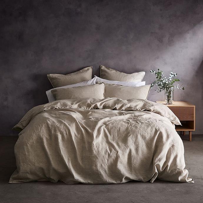 Lilah linen quilt cover set in flax, $129-$149, from [Target](https://www.target.com.au/p/lilah-linen-quilt-cover-set/1379464_flax|target="_blank"|rel="nofollow")