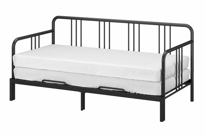 **[FYRESDAL day-bed with two mattresses, $667, IKEA](https://www.ikea.com/au/en/p/fyresdal-day-bed-with-2-mattresses-black-malfors-medium-firm-s59279302/|target="_blank"|rel="nofollow")** 

For a more minimalist yet industrial chic approach to the sofa bed, IKEA's FYRESDAL day bed is sleek and compact - the perfect addition to any living room. With the double mattress design, you can quickly convert your sofa into a comfy double bed. **[SHOP NOW.](https://www.ikea.com/au/en/p/fyresdal-day-bed-with-2-mattresses-black-malfors-medium-firm-s59279302/|target="_blank"|rel="nofollow")**