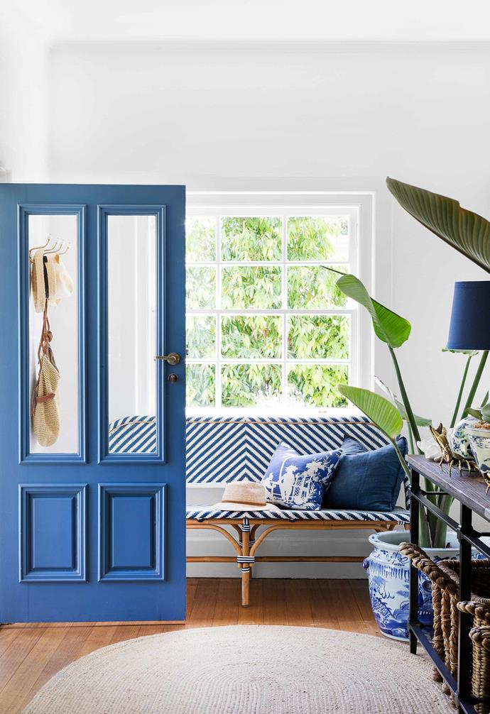 After moving into her dream [Hamptons-style home in the Mornington Peninsula](https://www.homestolove.com.au/hamptons-style-home-in-coastal-victoria-6266|target="_blank"), interior designer Kate Walker gave the home a contemporary refresh, that included a striking Classic Blue door. 