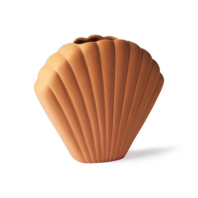 HK Living ceramic shell vase in Terra, $59, [RJ Living](https://www.rjliving.com.au/buy-ceramic-shell-vase-terra-large.html|target="_blank"|rel="nofollow")