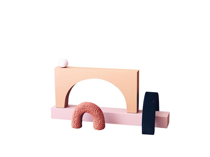 Hearth Collective 'Small Spaces' sculpture in Timber and Ceramic, $120, [Modern Times](https://www.moderntimes.com.au/shop/gifts/modern-rituals/small-spaces-sculpture-in-timber-and-ceramic-by-hearth-collective/|target="_blank"|rel="nofollow").