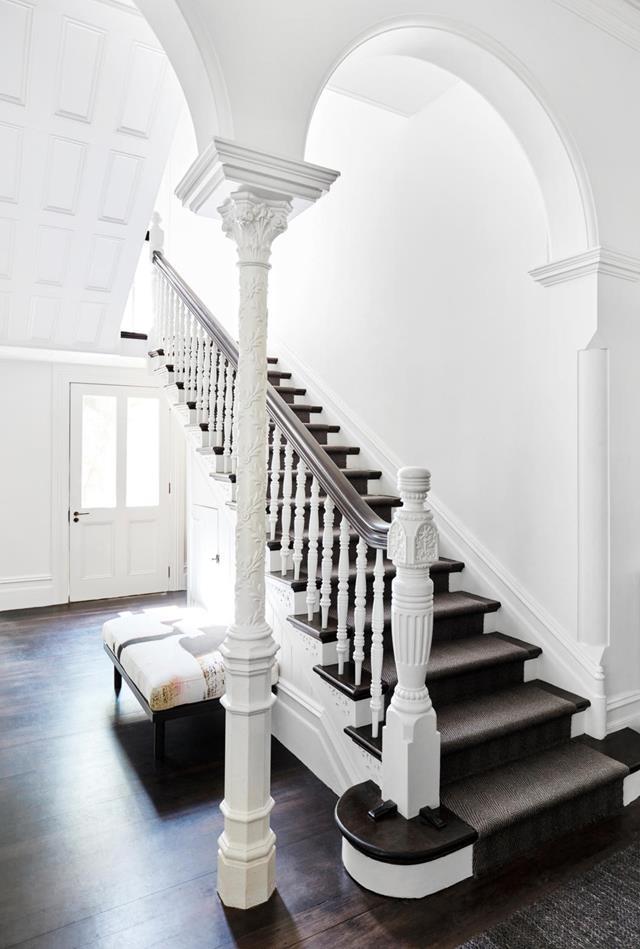 A sensitive update to this [handsome heritage house](https://www.homestolove.com.au/heritage-home-sydney-receives-sensitive-update-20172|target="_blank") by Susanne Gorman has made it fresh and relevant for a family of six.The balustrade was painted white to help lighten the interior.