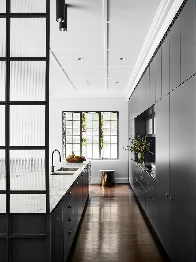 The brief from the owners for the revamp of [this California bungalow](https://www.homestolove.com.au/1920s-california-bungalow-glamorous-makeover-11905|target="_blank") was for an industrial look, with hard-wearing surfaces, "an industrial New York-style space prevailed, but not in an overpowering way. The original poky kitchen was transformed into a large, open-plan space with an elegant monochrome palette.