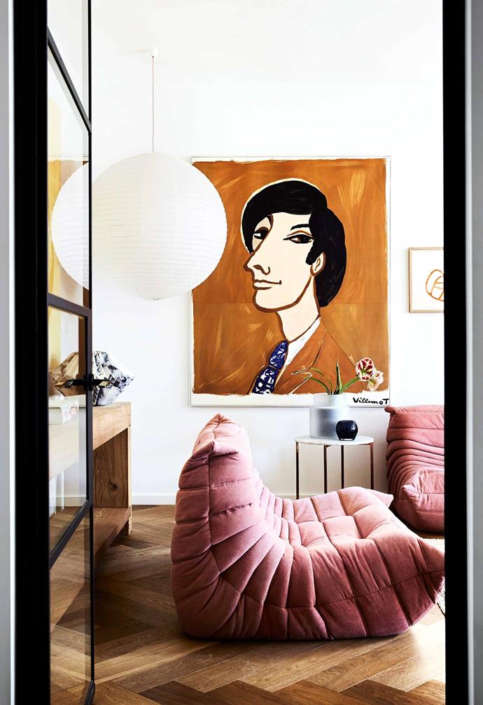 Like Kitty Clark, designer Rachel Castle surrounds herself with art she loves. This eye-catching 1971 lithograph by Bernard Villemot is in Rachel's living room.