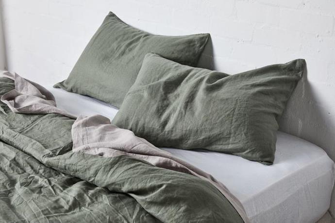 100% linen duvet cover in khaki, $220, [In Bed](https://inbedstore.com/collections/pure-linen/products/100-linen-duvet-in-khaki|target="_blank"|rel="nofollow")