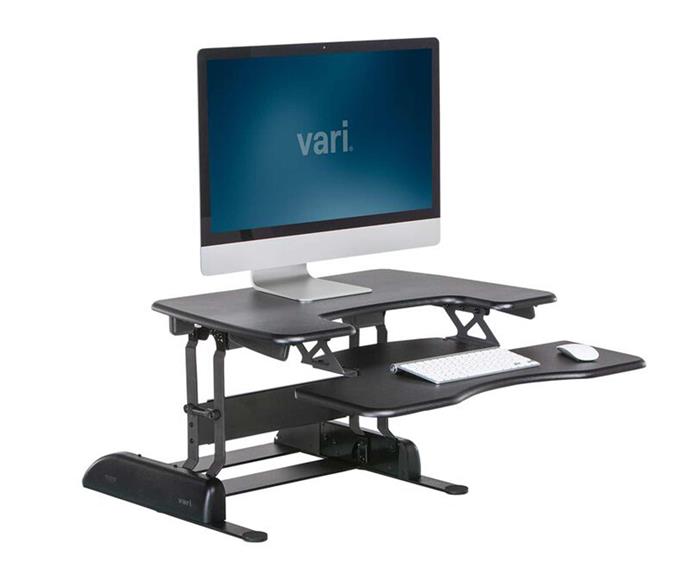 **'VariDesk Pro Plus 30', $450, [Vari](https://www.vari.com/au/en/sit-stand-converter-varidesk-pro-plus-30/DC-PP30.html|target="_blank"|rel="nofollow").**

With enough surface area for two monitors, transform any table in your home into a versatile standing desk for improved posture and comfort. At the end of the day, simply lift it out of sight.