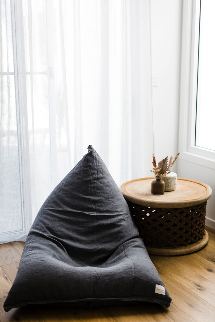 Just when you thought you had alllll the linen home decor accessories you needed, along comes this linen bean by by Linen Social. Although it's dark shade will hide any floor dust, its removable cover means you can wash it as many times as you like. Just try not to end up sleeping in it, we dare you. 
<br><br>
Charcoal linen bean bag, $167, [Linen Social](https://linensocial.com.au/products/charcoal-linen-beanbag?pr_prod_strat=copurchase&pr_rec_pid=4328812281956&pr_ref_pid=3513905807460&pr_seq=uniform|target="_blank"|rel="nofollow")
