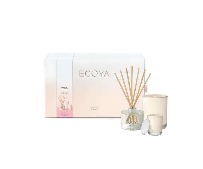 Sweet Pea & Jasmine Luxe gift set, $99.95, [Ecoya](https://www.ecoya.com.au/collections/gift-sets/products/sweet-pea-jasmine-luxe-gift-set|target="_blank"|rel="nofollow")<br>
<br>
If there is one present that never ceases to delight, it's the humble candle. Lighting up homes and hearts everywhere, they are [the perfect gift](https://www.homestolove.com.au/mothers-day-gift-ideas-5090|target="_blank") to make your mum's day just a little bit more special.