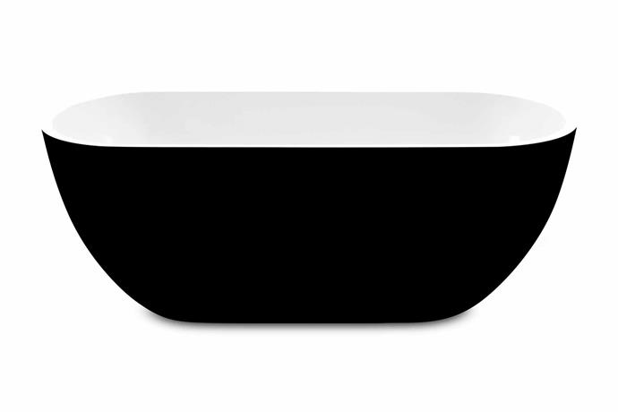 Kado Lux petite black and white acrylic bath, $1715, [Reece](https://www.reece.com.au/|target="_blank"|rel="nofollow").