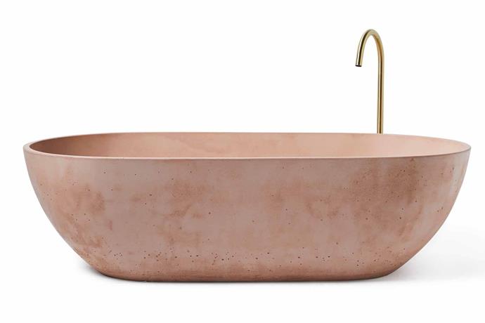 Valencia concrete bath in Dusty Pink, $4990, [Concrete Nation](https://www.concretenation.com.au/|target="_blank"|rel="nofollow").