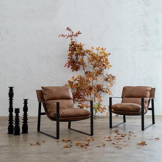 Laurent Leather Arm Chair | Cognac Leather, $1,499, [Living by Design](https://livingbydesign.net.au/products/laurent-leather-arm-chair-cognac-leather?_pos=7&_sid=76de149c5&_ss=r|target="_blank"|rel="nofollow") 