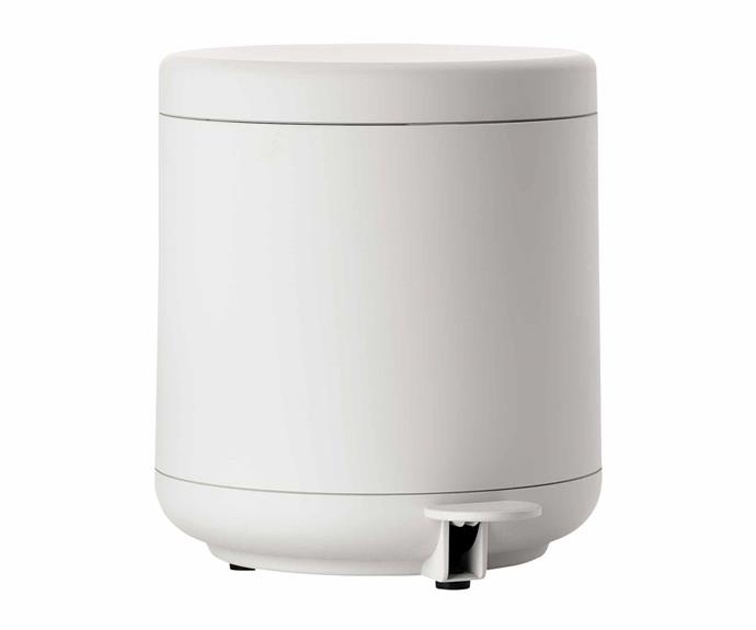 **[Zone 'Nova' pedal bin, $169, Papaya](https://www.papaya.com.au/zone-nova-5l-pedal-bin-white|target="_blank"|rel="nofollow")**<br>
The Nova pedal bin is so sleek and subtle, you wouldn't even know it was a bin at all. The perfect way to keep the style of your bathroom without compromise.