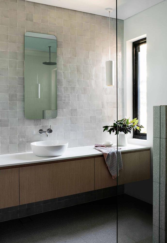 **Bathroom** The soft profiles of the mirror and basin are in keeping with the rest of the house. Wall tiles, [Surface Gallery](https://surfacegallery.com.au/|target="_blank"|rel="nofollow").