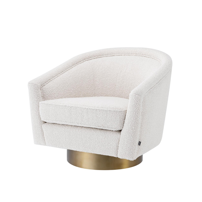**Catene Armchair, $2460** [James Said](https://www.jamessaid.com.au/catene-boucle-cream-armchair.html|target="_blank"|rel="nofollow")<br>
<br>For Hollywood Regency-style glamour, you can't go past this striking swivel chair. It has a plywood frame, brushed-brass pedestal base and foam-filled cushioning. The upholstery fabric is a polyester blend.