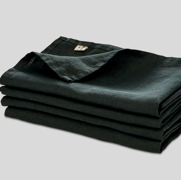 100% Linen Napkin Set in Pine, $40, [In Bed](https://inbedstore.com/products/100-linen-napkin-set-in-pine|target="_blank"|rel="nofollow")
