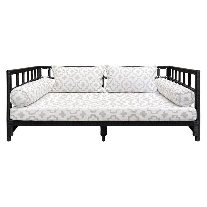 Carrington 3 Seater Day Bed in Black Poly Rattan, $2095, [The Family Love Tree](https://www.thefamilylovetree.com.au/carrington-3-seater-day-bed-black-poly-rattan|target="_blank"|rel="nofollow")