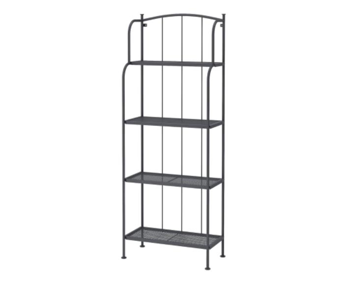 LÄCKÖ Outdoor Shelving Unit in Grey, $69, [IKEA](https://www.ikea.com/au/en/p/laeckoe-shelving-unit-outdoor-grey-20174216/|target="_blank"|rel="nofollow").